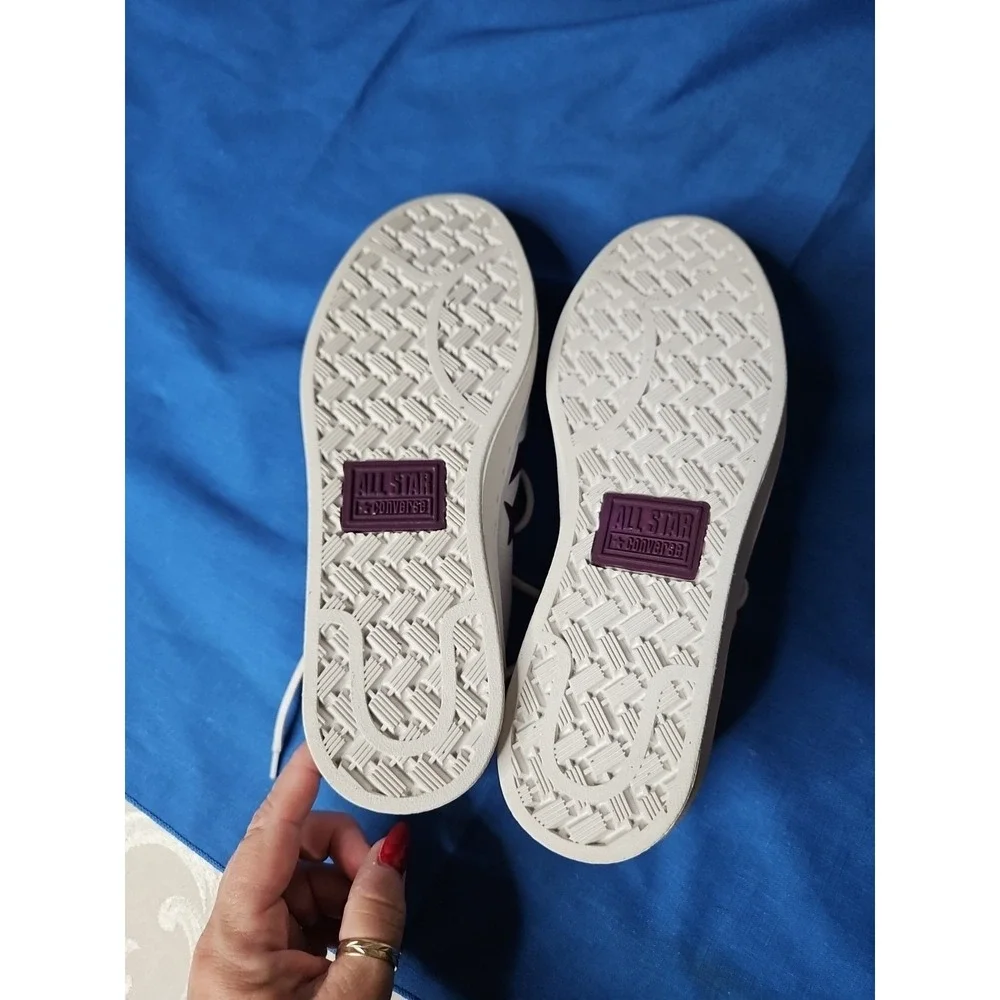 Converse Pro Leather Ox Sneakers White Purple Pink Unisex Men 7 Women 8.5 NEW - Picture 7 of 11